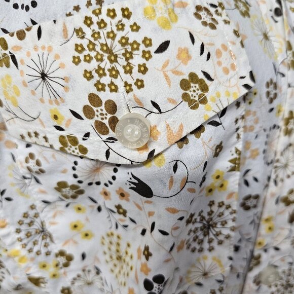 Spy Henry Lau Yellow Blue Floral Plaid Western Button Down Blouse Size L - Picture 4 of 13